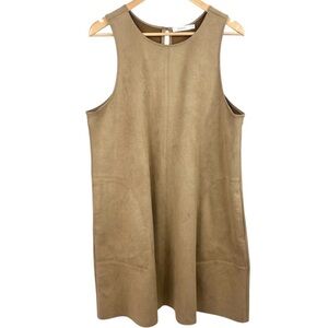 Ricki’s Sleeveless Tan Brown Faux Suede 2 Pocket Midi Smock Dress L
